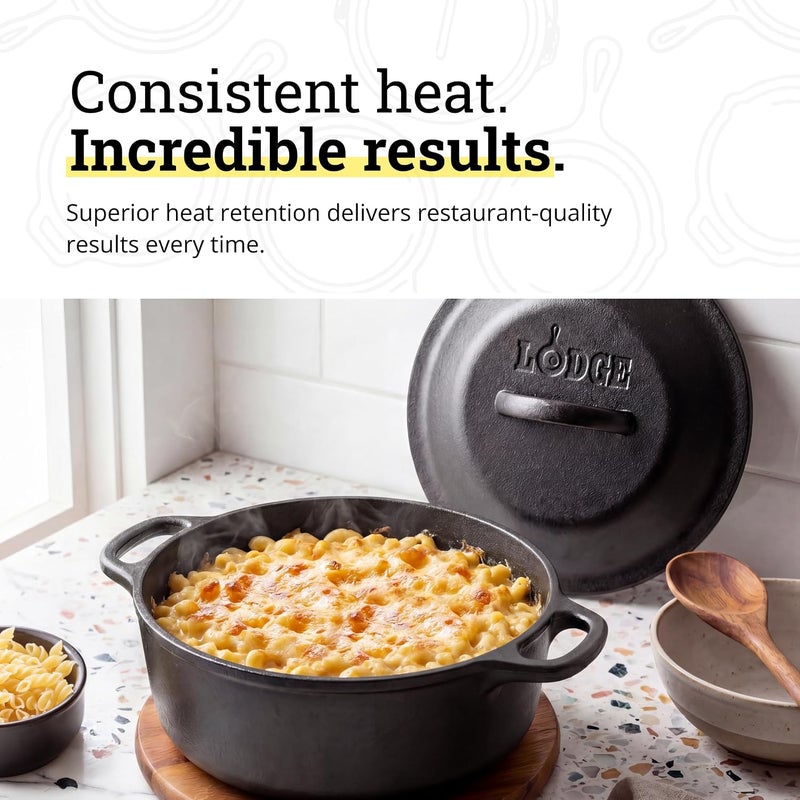 Lodge 2 Quart Cast Iron Dutch Oven. Pre-Seasoned Pot with Lid for Cooking, Basting, or Baking - Image 3
