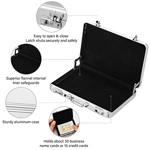 Oudain 2 Pcs Business Card Holder Suitcase Aluminum Business Card Case with Waterproof Pocket Credit Holder for Men Organizer ID Aluminum Briefcase Gift for Woman(Black, White) - Image 3