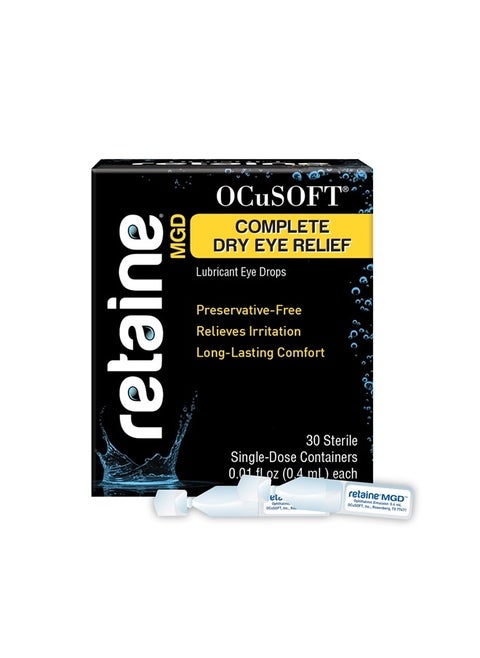 Retaine MGD Ophthalmic Emulsion - Complete Dry Eye Relief - Soothes Red & Irritated Eyes - 30 Count Preservative-Free Single-Use Containers - 0.01 Fl Oz