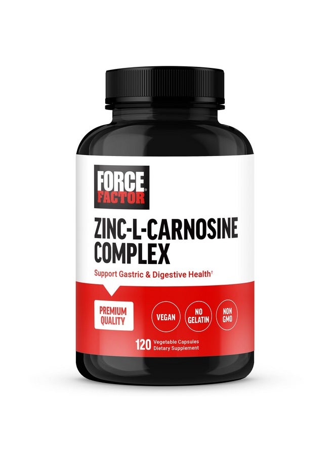 Force Factor FORCE FACTOR Zinc L-Carnosine Capsules to Support Gastric and Digestive Health, Digestion and Bloating Supplement, Vegan, Non-GMO, No Gelatin, 120 Capsules  - Image 1