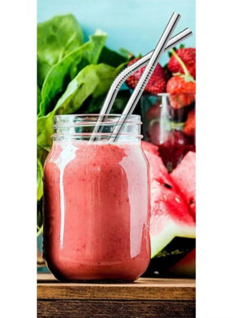 10-Piece Stainless Steel Drinking Straw Set Silver - Image 2