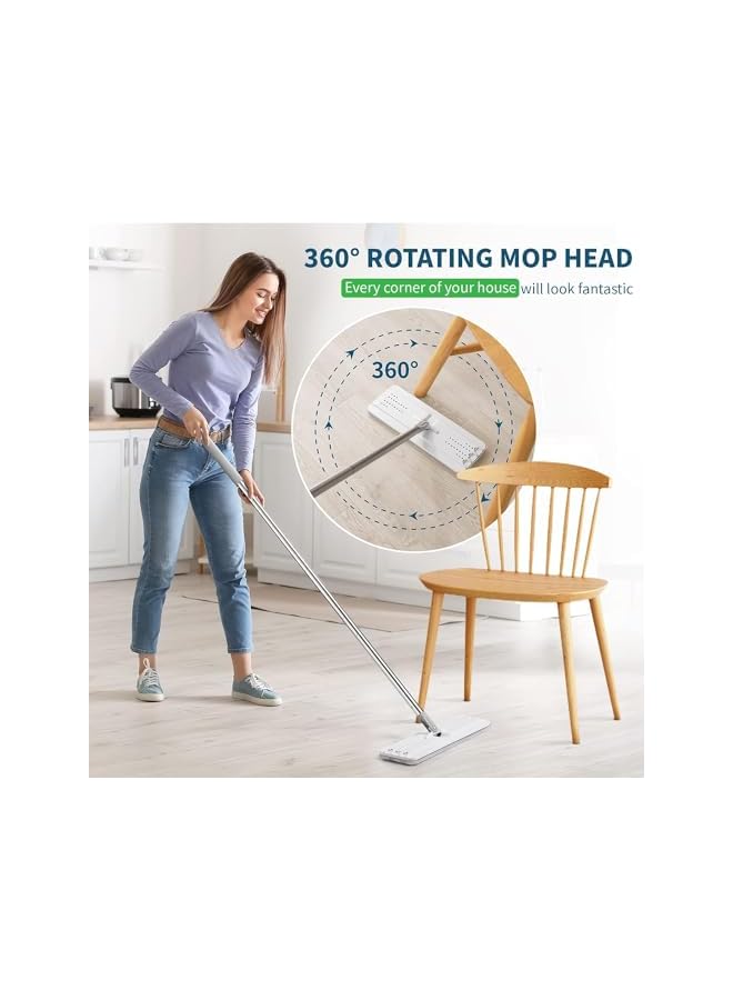 PROMASS Mop and Bucket with Wringer Set, Hands Free Flat Mop Bucket, Mops For Floor Cleaning, 3 Washable & Reusable Microfiber Pads Home Floor Cleaning System for All Floor Types and Windows - Image 2