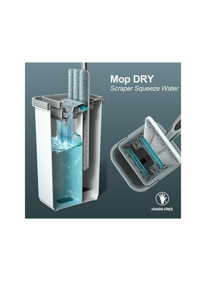 PROMASS Mop and Bucket with Wringer Set, Hands Free Flat Mop Bucket, Mops For Floor Cleaning, 3 Washable & Reusable Microfiber Pads Home Floor Cleaning System for All Floor Types and Windows - Image 5