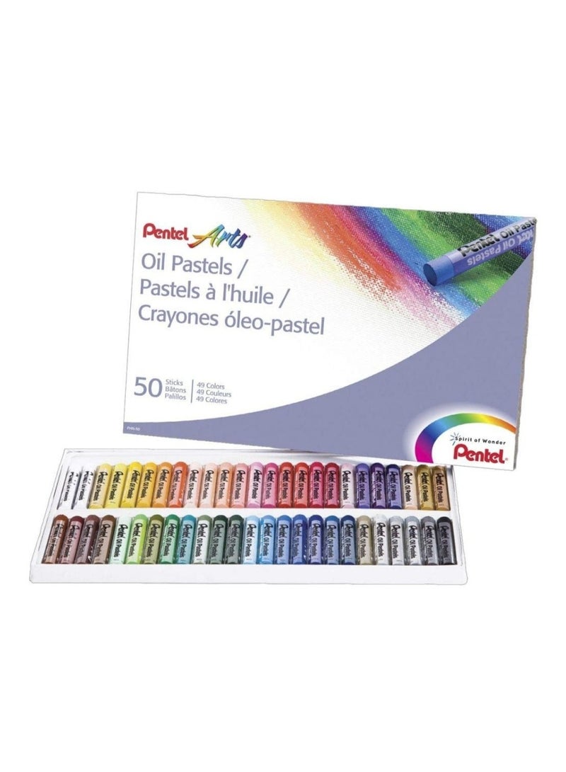 Pentel Arts Oil Pastels, Multicolor [PE-PHN-50AM]