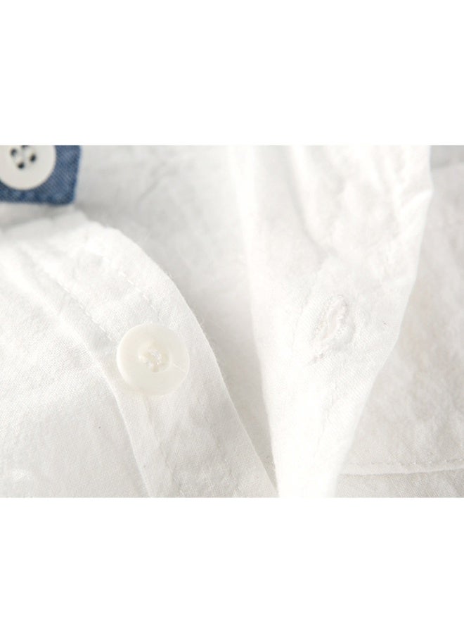 DOOKOO Male baby infant two-piece summer climbing suit with collar, gentleman's white shirt, overalls, tie dress, British style - Image 3