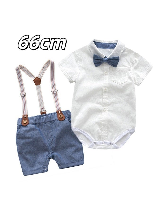 DOOKOO Male baby infant two-piece summer climbing suit with collar, gentleman's white shirt, overalls, tie dress, British style - Image 5
