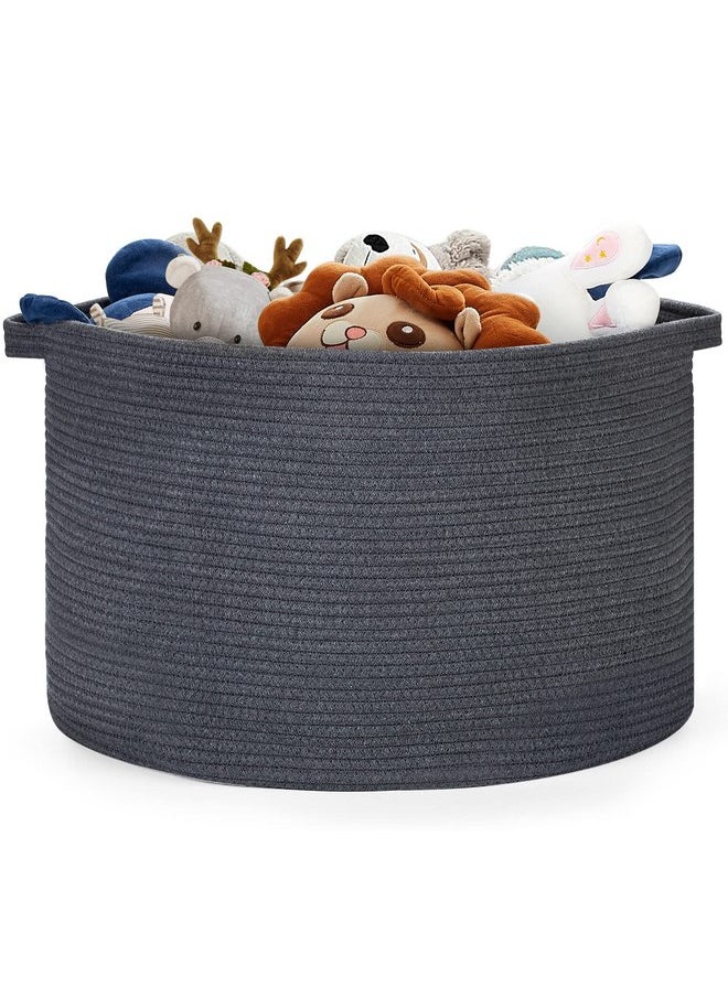 Ravinte - Ravinte Blanket Basket - 20"x 20"x 13" Cotton Rope Basket for Living Room, Baby Toy Storage Basket, Large Woven Laundry Basket (Gray) - Image 1