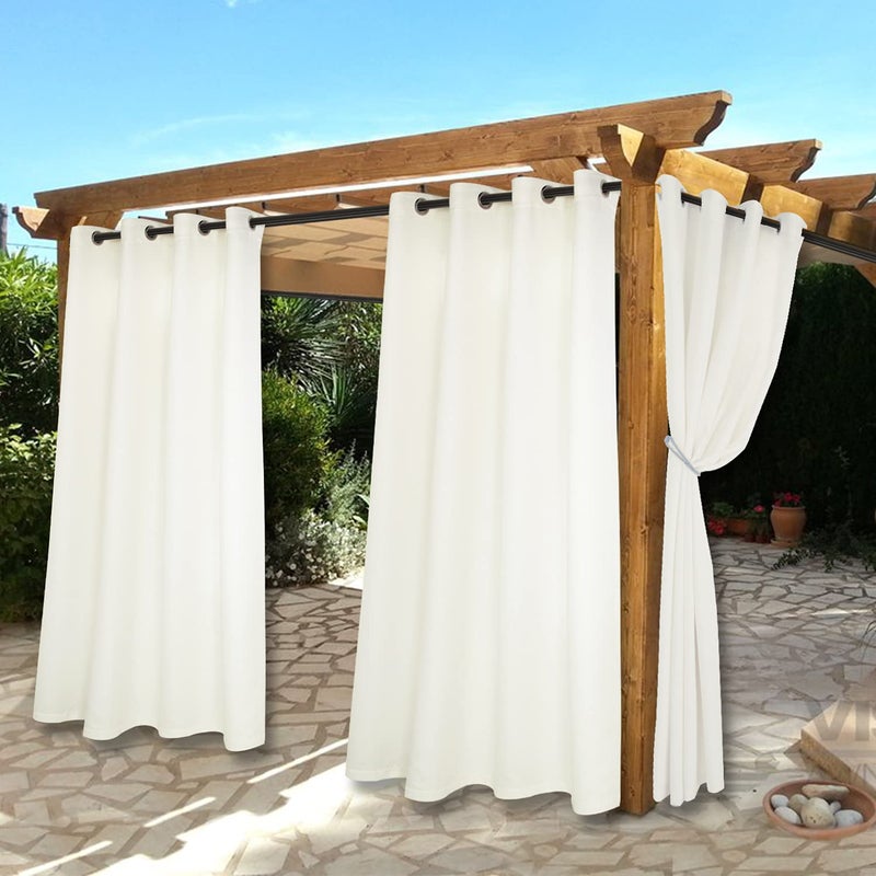 BONZER BONZER Waterproof IndoorOutdoor Curtains for Patio  Thermal Insulated Sun Blocking Grommet Blackout Curtains for Bedroom Porch Living Room Pergola Cabana 2 Panels 52 x 95 inch Vanilla 