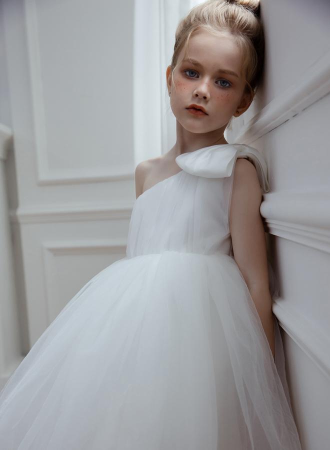 تايك تو فستان سهرة بكتف واحد وشبكة بفيونكة مزدوجة - Image 3