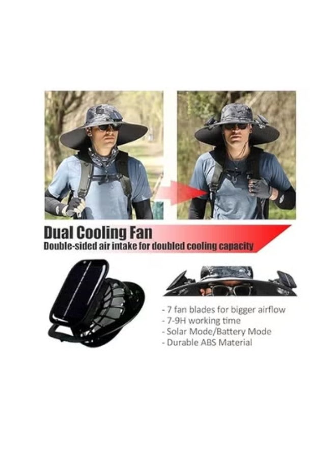 Arabest Outdoor Wide Brim Solar Sun Visor with Two Solar Fans, UPF 50+, Unisex, Built-in Fan, Fishing Beach Hat - Image 5