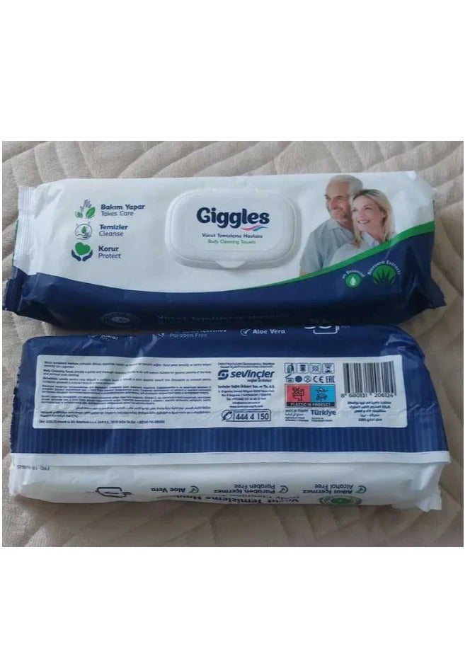 جيجلز مناديل ومنشفة قيقلز Giggles بديل الاستحمام اليومي للجسم (50 قطعة) – مناشف تنظيف طبية مرطبة بالصبار وبحجم كبير، تركيبة متوازنة الحموضة وآمنة للبشرة الحساسة لراحة ونظافة تدوم طويلاً - Image 3