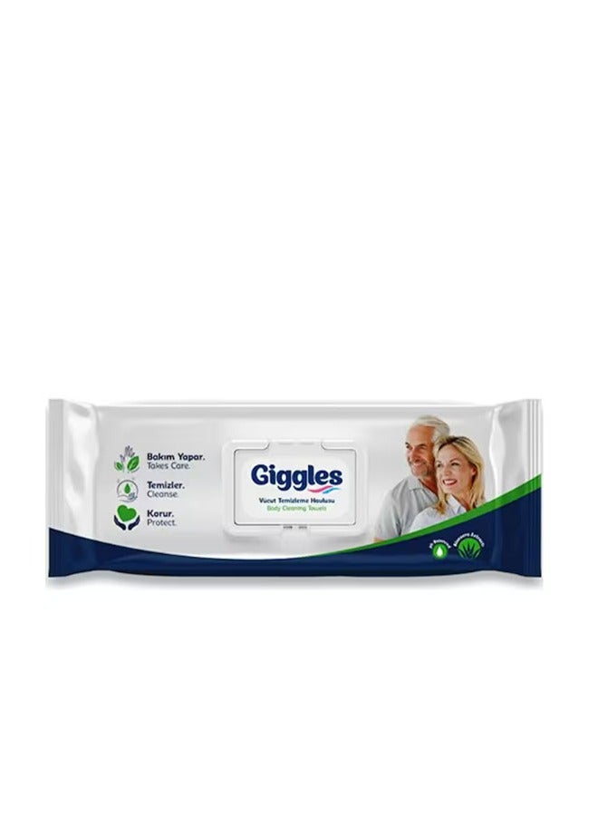 جيجلز مناديل ومنشفة قيقلز Giggles بديل الاستحمام اليومي للجسم (50 قطعة) – مناشف تنظيف طبية مرطبة بالصبار وبحجم كبير، تركيبة متوازنة الحموضة وآمنة للبشرة الحساسة لراحة ونظافة تدوم طويلاً - Image 1