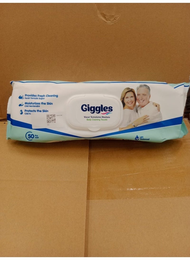 جيجلز مناديل ومنشفة قيقلز Giggles بديل الاستحمام اليومي للجسم (50 قطعة) – مناشف تنظيف طبية مرطبة بالصبار وبحجم كبير، تركيبة متوازنة الحموضة وآمنة للبشرة الحساسة لراحة ونظافة تدوم طويلاً - Image 5