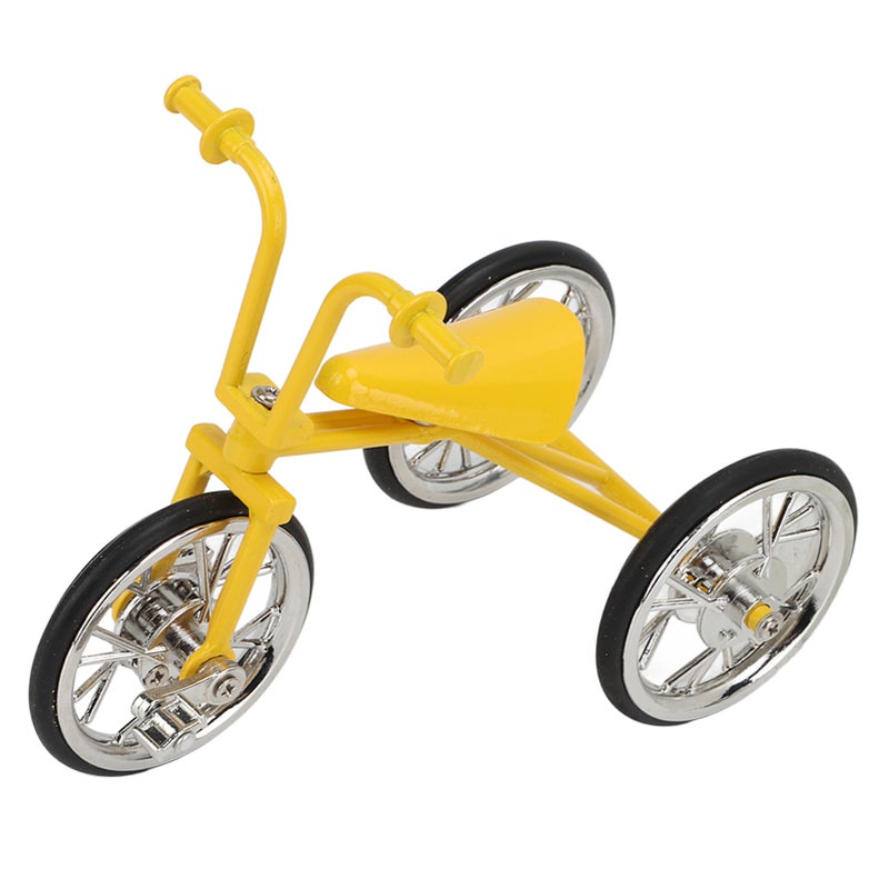 Toy Tricycle Model 3D Car Model Removable Tricycle Ornament Metal Rubber Bike Ornament for Any Age for Birthday Yellow - Image 5