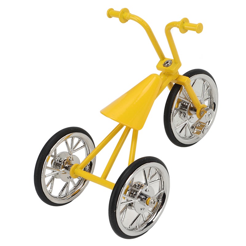 Toy Tricycle Model 3D Car Model Removable Tricycle Ornament Metal Rubber Bike Ornament for Any Age for Birthday Yellow - Image 1