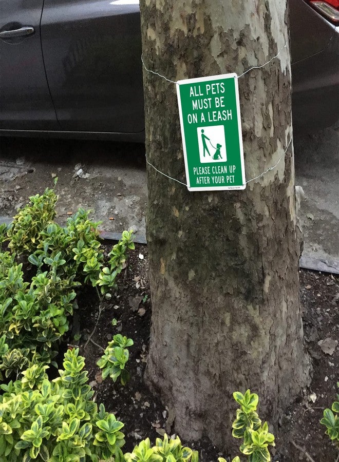 SmartSign "All Pets Must Be On A Leash Please Clean Up After Your Pet" Metal Sign with Dog on Leash Symbol, 14 x 10 inch, 40 mil Laminated Rustproof Aluminum, Green and White, Made in USA - Image 3