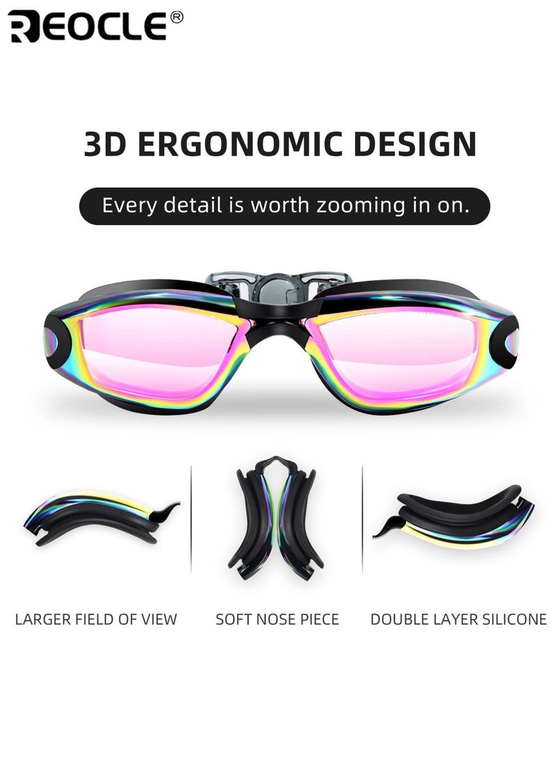 REOCLE 2PCS Swimming Goggles for Kids Adult Men Women Swim Goggles No Leaking Anti Fog UV Protection for Kids Over 3 Years Old Adult Swimming Pool Open Water Clear Vision Ideal for Swim Use - Image 2