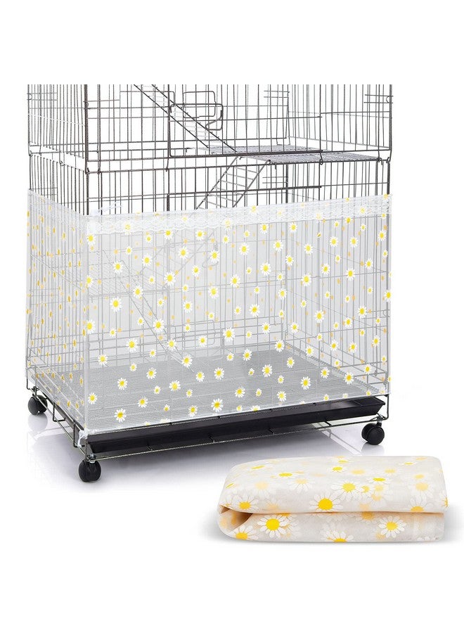 Shappy Shappy Large Bird Cage Net Cover for Seed Bird Cage Skirt Seed Catcher with Daisy Pattern Adjustable Nylon Protector for Budgie Parrot Parakeet Macaw(X-Large,White Daisy)  - Image 1