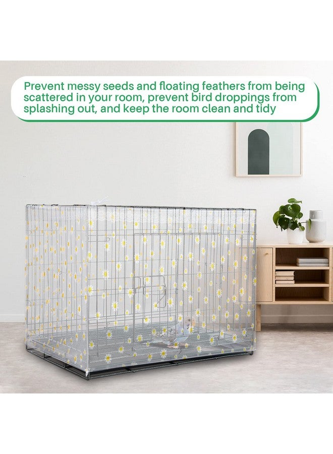 Shappy Shappy Large Bird Cage Net Cover for Seed Bird Cage Skirt Seed Catcher with Daisy Pattern Adjustable Nylon Protector for Budgie Parrot Parakeet Macaw(X-Large,White Daisy)  - Image 4