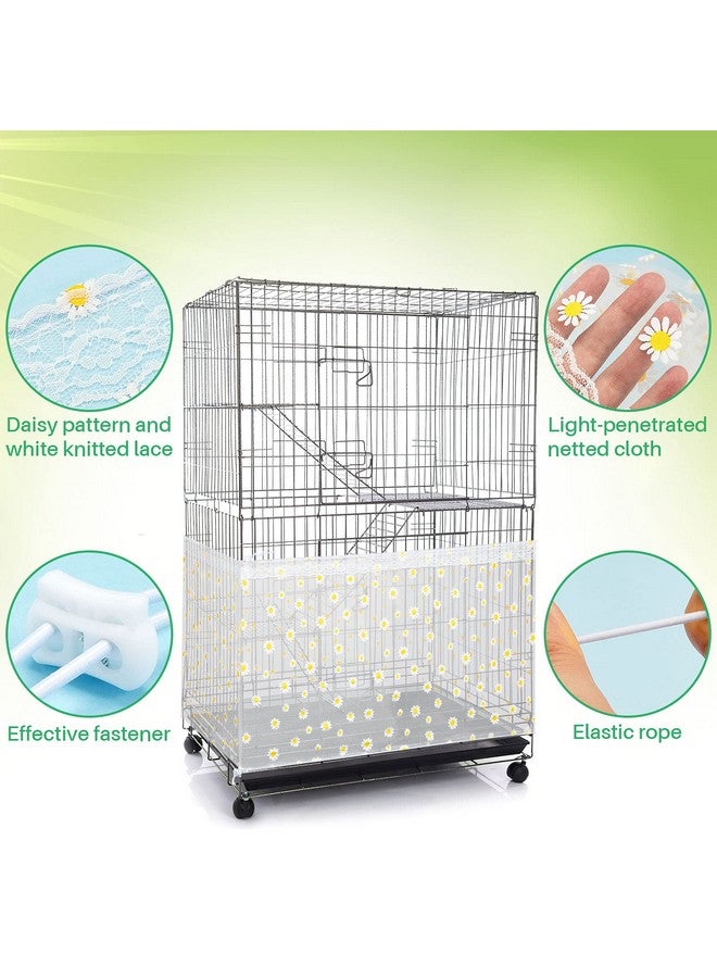 Shappy Shappy Large Bird Cage Net Cover for Seed Bird Cage Skirt Seed Catcher with Daisy Pattern Adjustable Nylon Protector for Budgie Parrot Parakeet Macaw(X-Large,White Daisy)  - Image 3