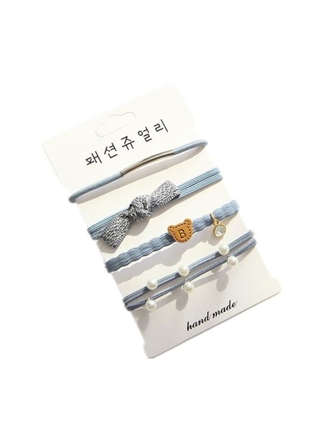 NIBEMINENT 4-Piece Fashionable Hair Elastic Set Grey