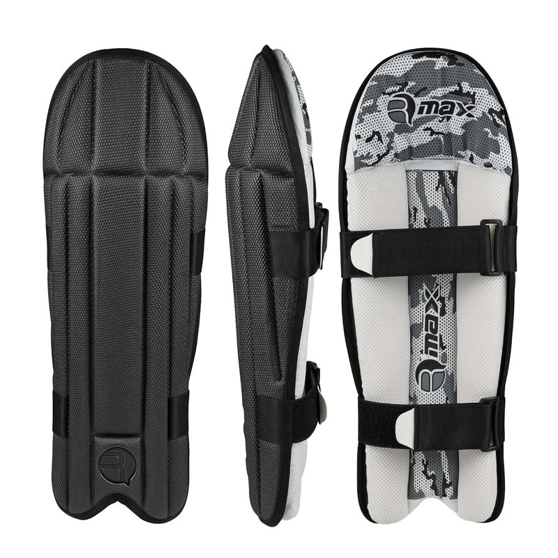 RMAX EVA and Cotton Cricket Wicket Keeping Leg Guard Pad Full Size, Light Weight Wicket Keeping Leg Guards/Pads Senior/Men's/Teen's/Adult Size (BLACK) - Image 1