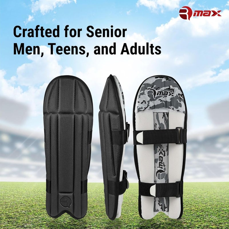 RMAX EVA and Cotton Cricket Wicket Keeping Leg Guard Pad Full Size, Light Weight Wicket Keeping Leg Guards/Pads Senior/Men's/Teen's/Adult Size (BLACK) - Image 2