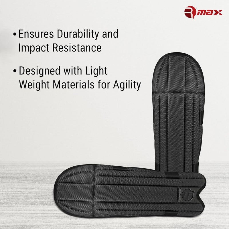 RMAX EVA and Cotton Cricket Wicket Keeping Leg Guard Pad Full Size, Light Weight Wicket Keeping Leg Guards/Pads Senior/Men's/Teen's/Adult Size (BLACK) - Image 5