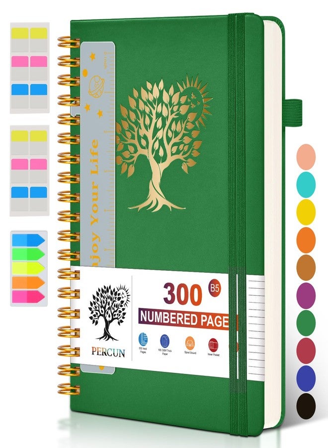 PERCUN Large Spiral Notebook with 300 Numbered Pages - B5 Spiral Journal for Writing, College Ruled Lined Pages, Work & School Notebook for Men & Women,hardcover Leather Notebook 7" x 10" - Image 1