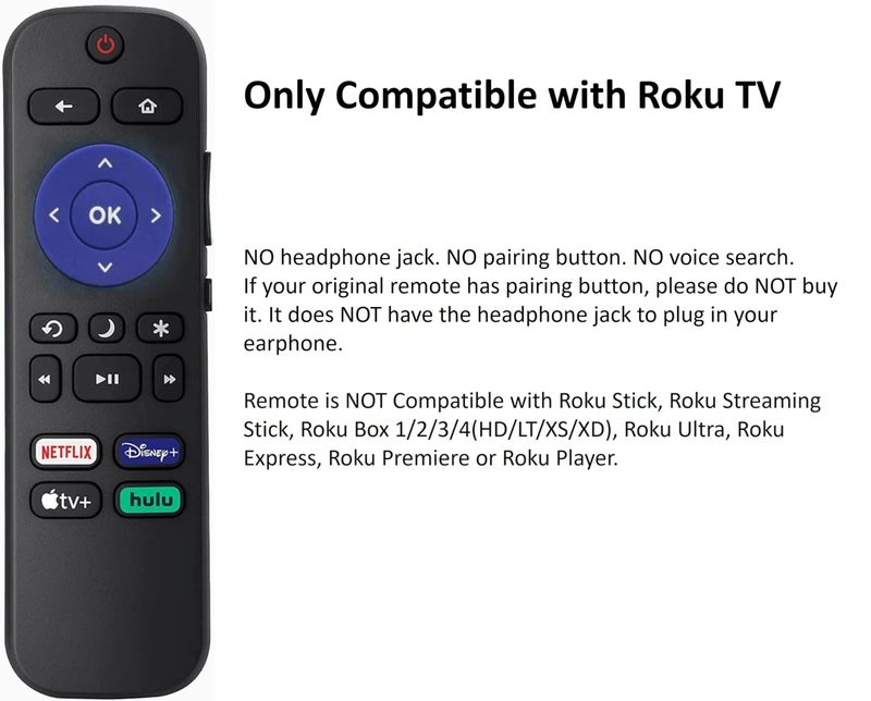 UBay Universal Remote for Roku TV, Compatible with TCL/Philips/JVC/RCA/Magnavox/Sanyo/LG/Haier/ONN Roku TVs (Not for Stick and Box) - Image 5