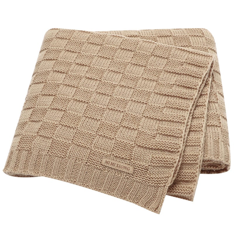 LAWKUL Baby Blankets Knit Cable Babe Blanket Soft Airy Newborn Infant Receiving Swaddling Beige Neutral Crib Stroller 40x30