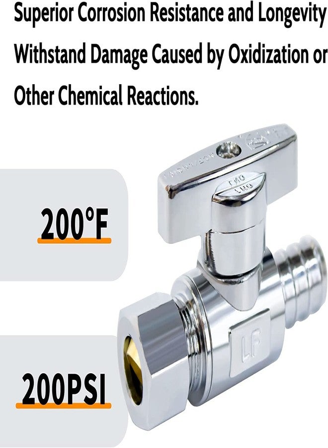 Vintex 1/2 Inch PEX x 3/8 Inch OD Compression PEX Straight Valve 5 Pack, Quarter Turn Water Shut Off Valve, Solid Brass, CVPC - Image 4