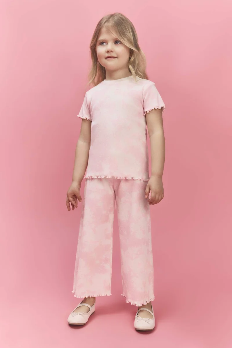 ديفاكتو Baby Girl Batik Ribbed Camisole T-Shirt