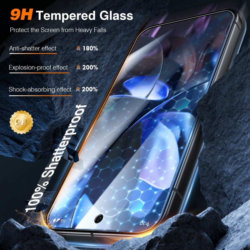 ال كي LK for Google Pixel 9 Pro/Pixel 10 Pro Screen Protector, 2 Pack HD Tempered Glass Screen Protector with Dust Free Installation Tool, HD Screen, Anti- Scratch, Easy Installation - Image 3
