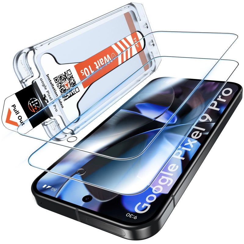 ال كي LK for Google Pixel 9 Pro/Pixel 10 Pro Screen Protector, 2 Pack HD Tempered Glass Screen Protector with Dust Free Installation Tool, HD Screen, Anti- Scratch, Easy Installation - Image 1