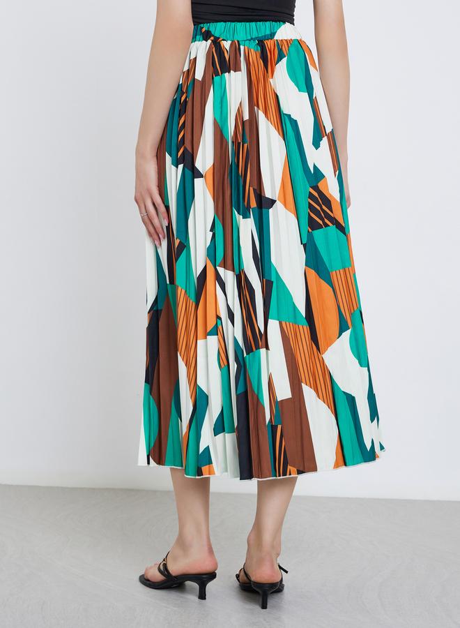 تايك تو تنورة ماكسي نسائية بطيات بنقش هندسي - - Image 4