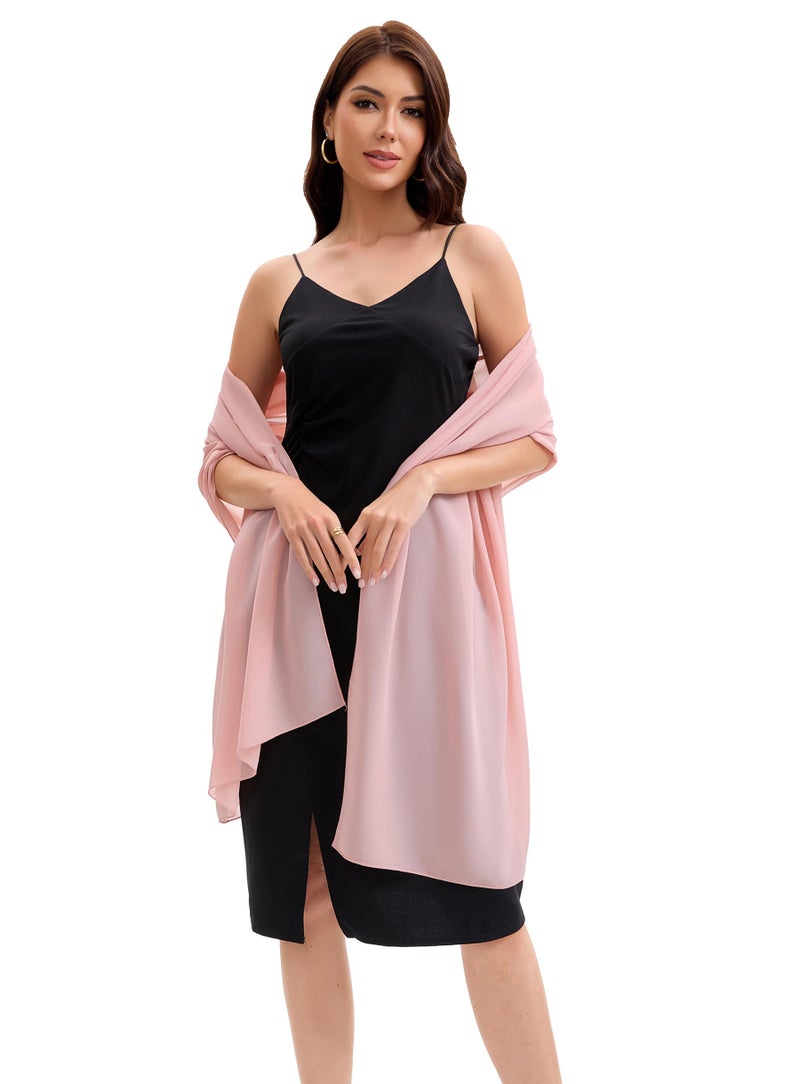 Baoqiya Women's Shawls and Wraps for Evening Dress Chiffon Shawl Soft Elegant Silky Pashmina Wedding Bridal Scarf(Blush, 79"×19") - Image 4