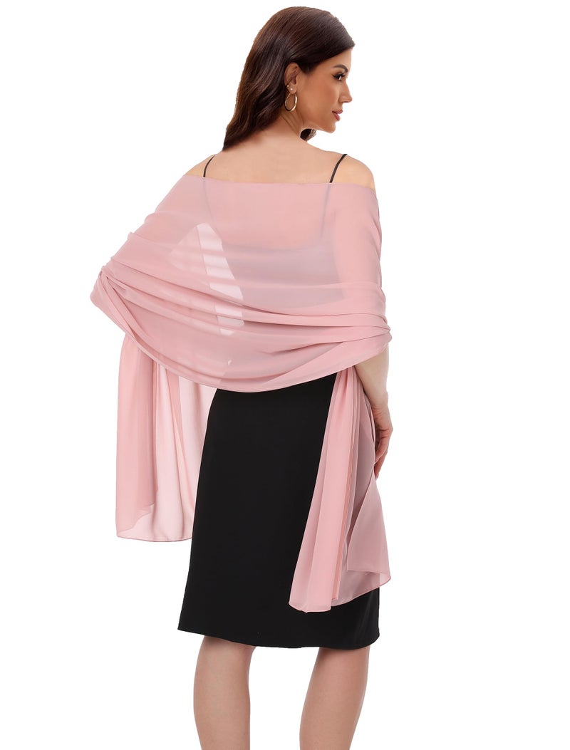 Baoqiya Women's Shawls and Wraps for Evening Dress Chiffon Shawl Soft Elegant Silky Pashmina Wedding Bridal Scarf(Blush, 79"×19") - Image 1