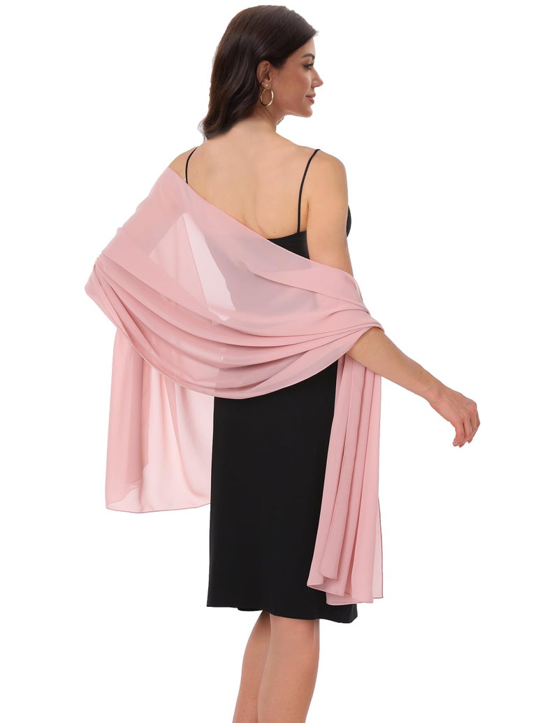 Baoqiya Women's Shawls and Wraps for Evening Dress Chiffon Shawl Soft Elegant Silky Pashmina Wedding Bridal Scarf(Blush, 79"×19") - Image 2