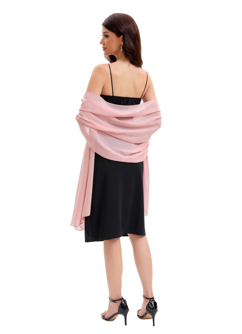Baoqiya Women's Shawls and Wraps for Evening Dress Chiffon Shawl Soft Elegant Silky Pashmina Wedding Bridal Scarf(Blush, 79"×19") - Image 5