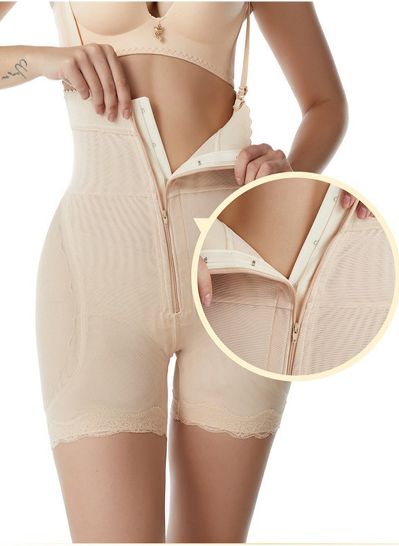 Loquat Womens Body Shaper Tummy Control Underwear Boxer Briefs With Shoulder Straps Solid Color Slim High Waist Sponge Pad Hip Lift Shapewear Safety Underpants Beige  - Image 3