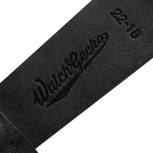 WatchGecko Vintage Simple Handmade Certified Genuine Italian Leather Replacement Watch Strap. Stylish and Durable Mens Wristwatch Strap. Simple double stitching. Easy to fit. Black, 20 mm - Image 4