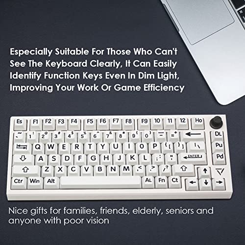 OLizee 125 Key Large Print PBT Keycaps - Full Set Oversized Print Letters Cherry Profile Keycap Set for Poor Eyesight MX Switches Mechanical Keyboard - Image 2