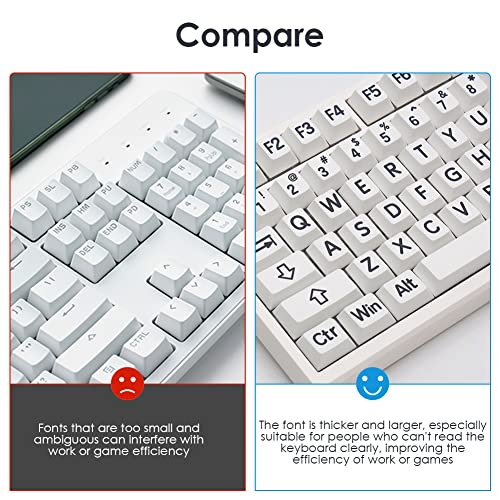 OLizee 125 Key Large Print PBT Keycaps - Full Set Oversized Print Letters Cherry Profile Keycap Set for Poor Eyesight MX Switches Mechanical Keyboard - Image 5