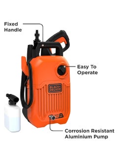BLACK+DECKER 1300W 1600PSI Corded Compact Pressure Washer with Self Priming Orange and Black 30 x 40 x 30 cm BEPW1300-B5  - Image 3
