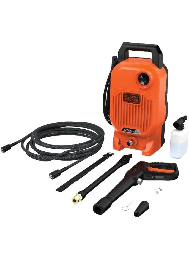 BLACK+DECKER 1300W 1600PSI Corded Compact Pressure Washer with Self Priming Orange and Black 30 x 40 x 30 cm BEPW1300-B5 - Image 1