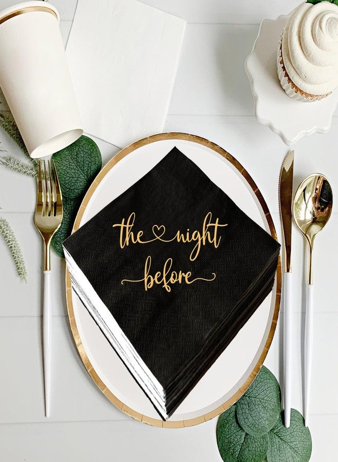 SWEETTALA The Night Before Cocktail Napkins, 50 Pack Black and Gold Disposable Paper Napkins for Rehearsal Dinner Wedding Bridal Shower Engagement Bachelor Bachelorette Party, Beverage Table Decorations, 3 Ply - Image 4