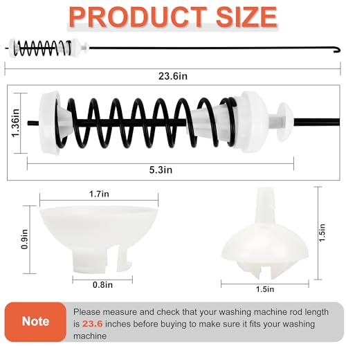 Funmit Updated W10780048 Washer Suspension Rod Kit 4pcs (23.6in) Compatible with Whirlpool Kenmore Amana Maytag Washing Machine WTW4800XQ1 WTW4800XQ2 ATW4675YQ1 WTW4800XQ4 MVWC200XW2 WTW4930XW1 by Funmit - Image 2