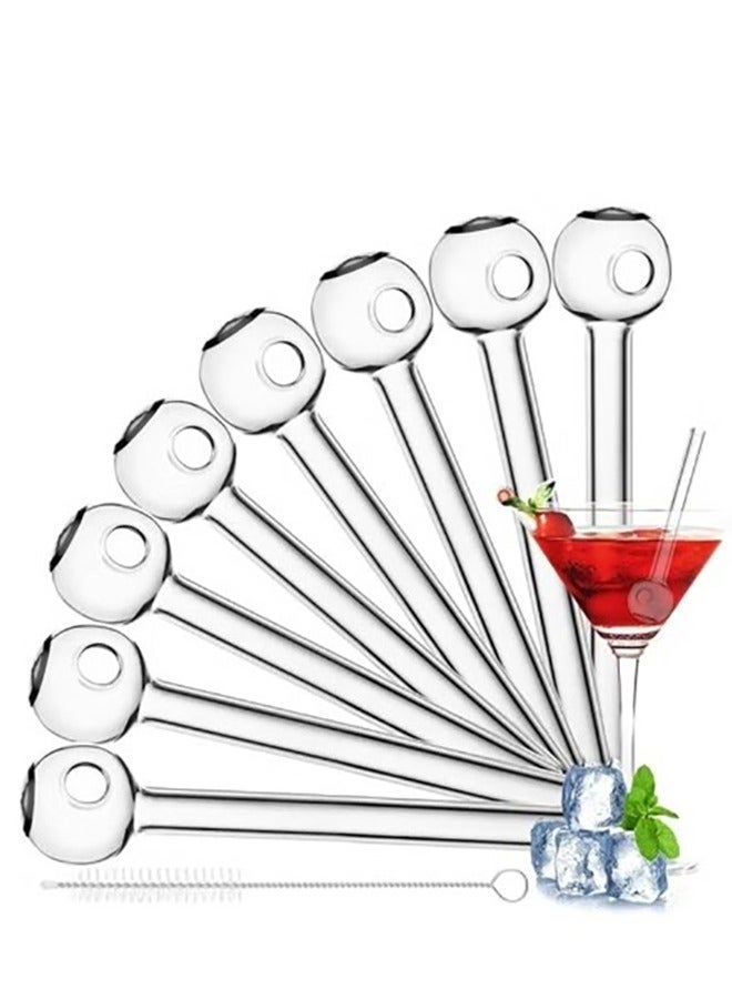 Unbreakable Glass Straws - Durable Reusable Glass Straws, 8-Pack with 1 Cleaning Brush for Drinks,  Smoothies, Coffee, and Juice (Transparent, 10 cm) - Image 1