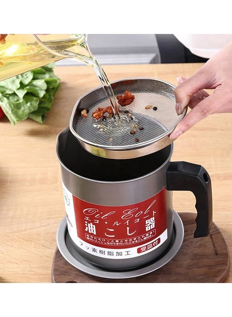VIO 1.7L Oil Pot Filter Container Used Cooking Oil Grease Strainer Container Kitchen Deep Fat Filter Pot Metal Large Frying Oil Filter Storage Can  - Image 5